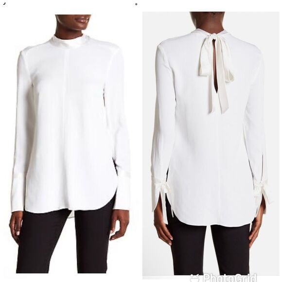 NEW Veronica Beard Costello Mockneck Tunic White Size 8